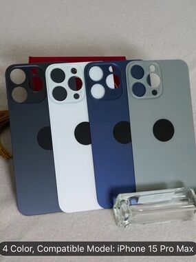 Back Glass Cover for iPhone  iPhone 15 Pro Max Big Hole Black Blue White Natural